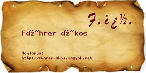 Führer Ákos névjegykártya